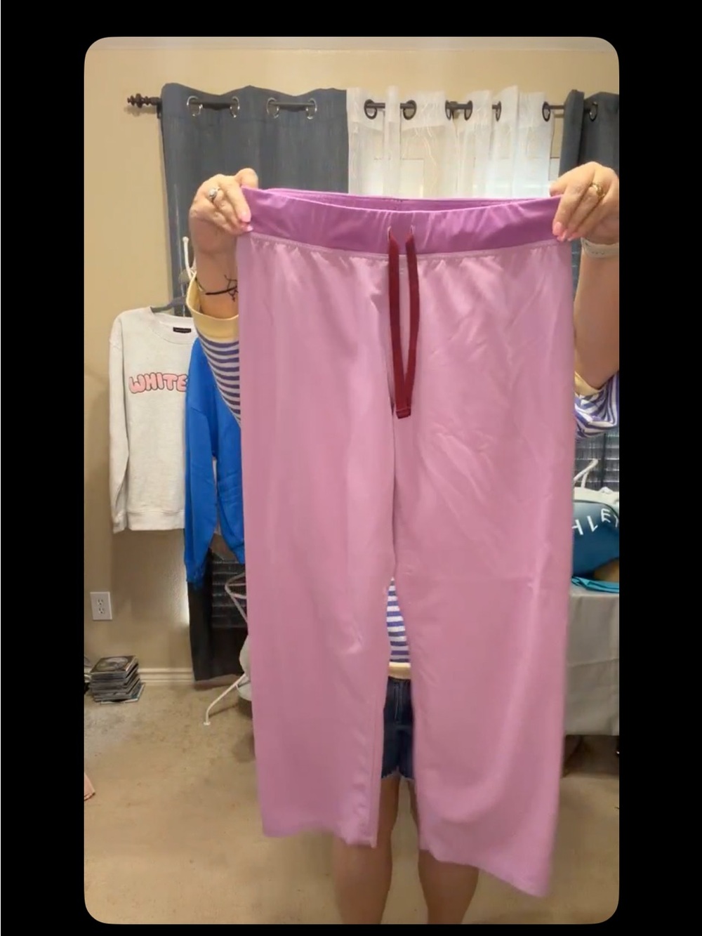 Figs Women’s Pink Pants with Maroon Drawstring